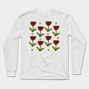 Berry Tulip Pattern Long Sleeve T-Shirt
